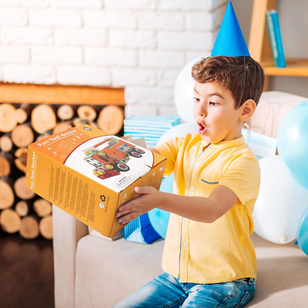 XIAPIA Werkzeugkoffer Kinder 124 Stück Deluxe-Anzug, Montessori Spielzeug ab 3 4 5 Jahre Werkbank au