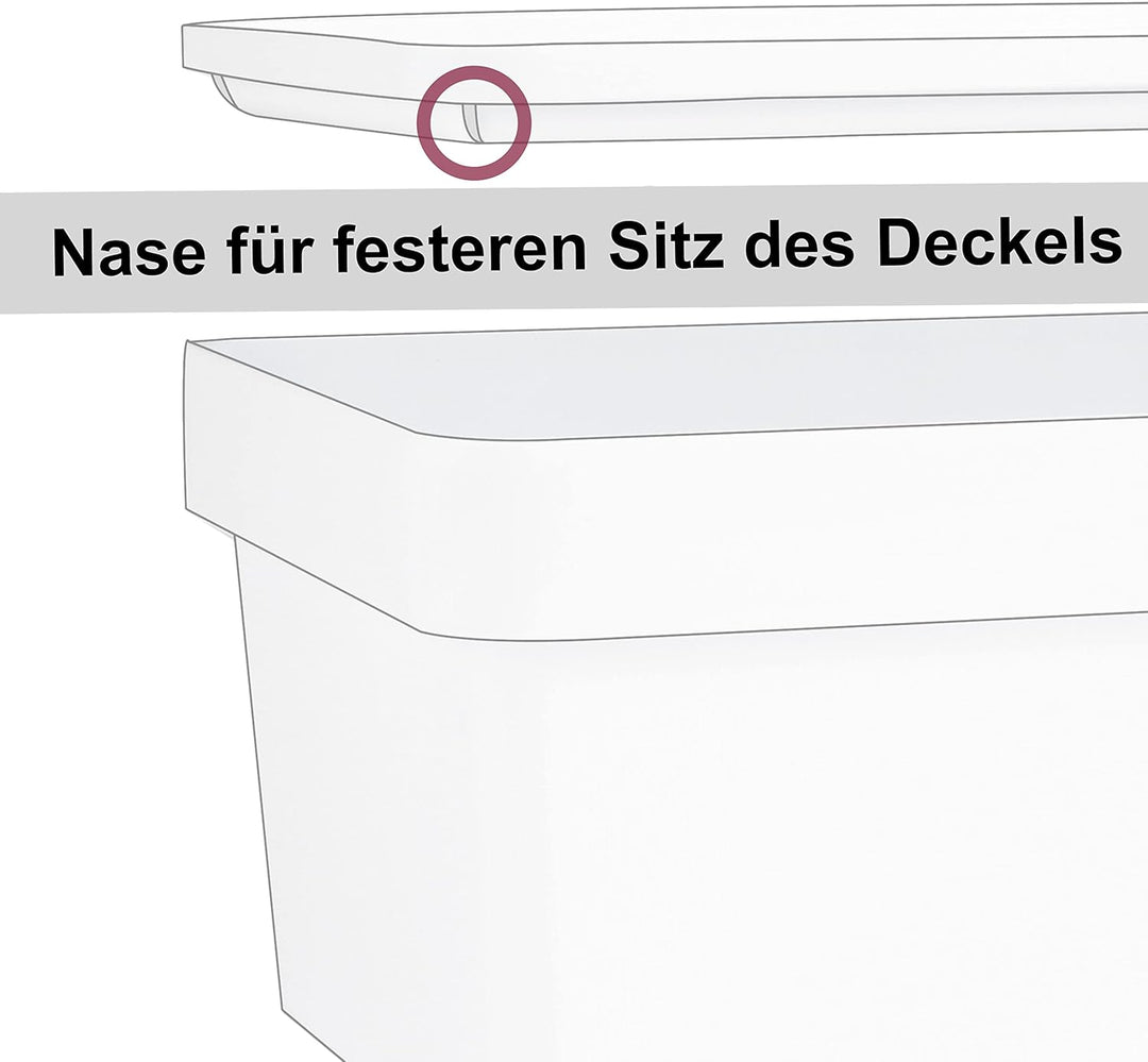 6x Ordnungsbox mit Deckel - stapelbar - milchig-transparent - DINA4-Format 36,5x26x18 cm - 11 Liter