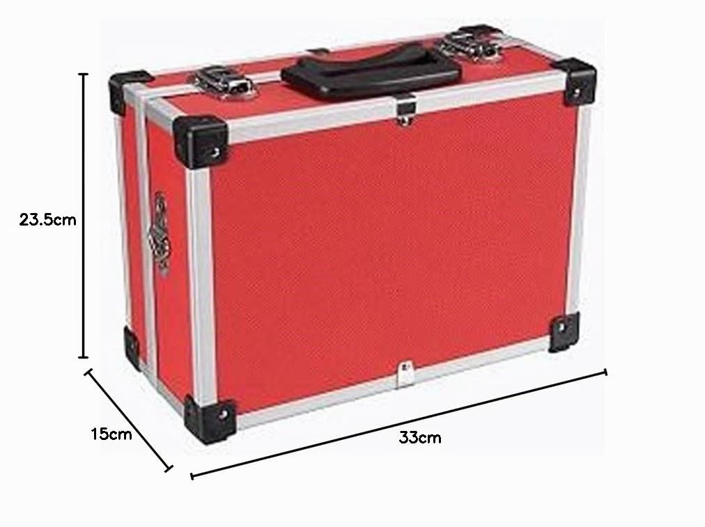 PEREL - 1821-R Aluminium Werkzeugkoffer, 330 mm x 230 mm x 150 mm Abmessungen, Rot 138960