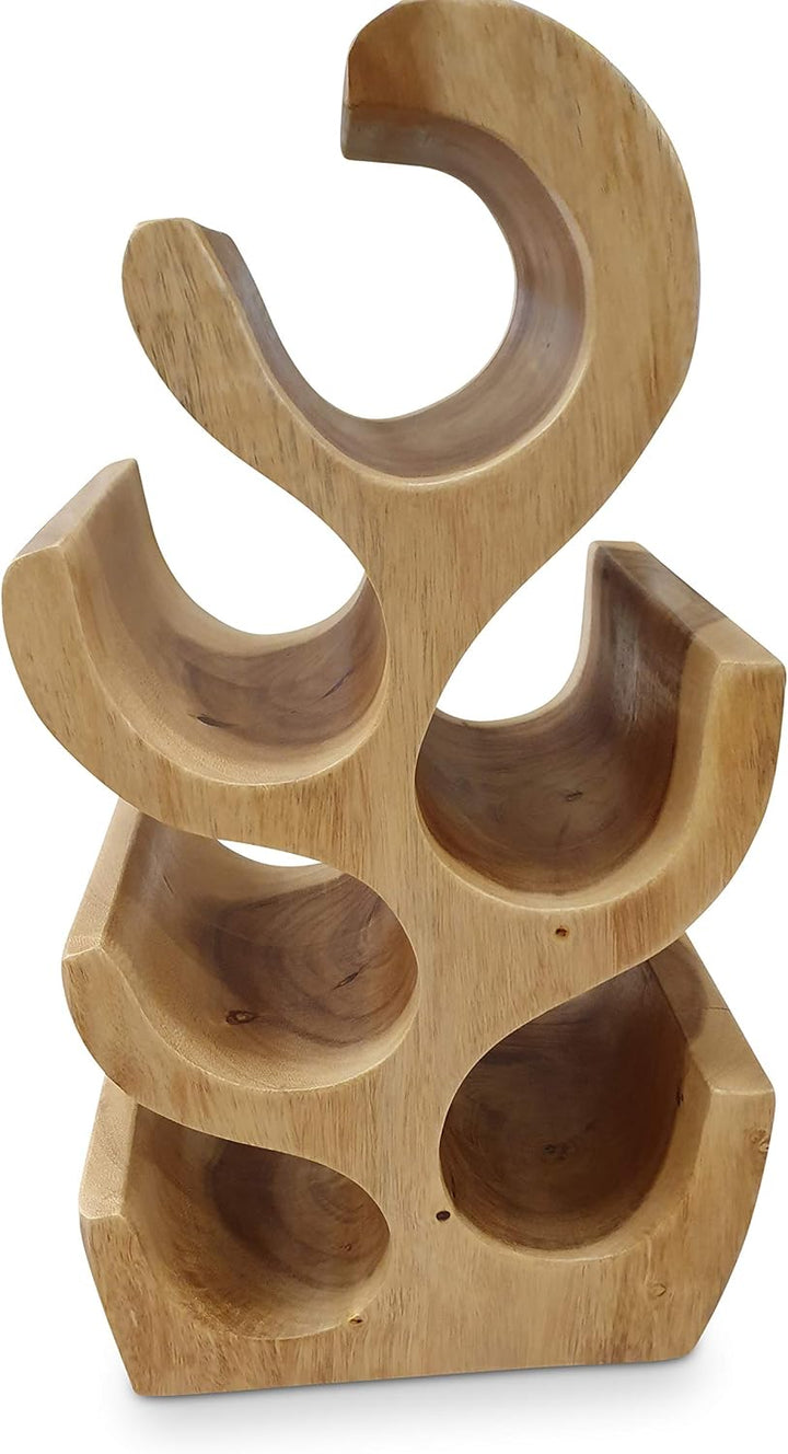 Kinaree Massivholz Weinregal für 6 Flaschen - 50cm freistehendes Flaschenregal in Baum Form aus eine