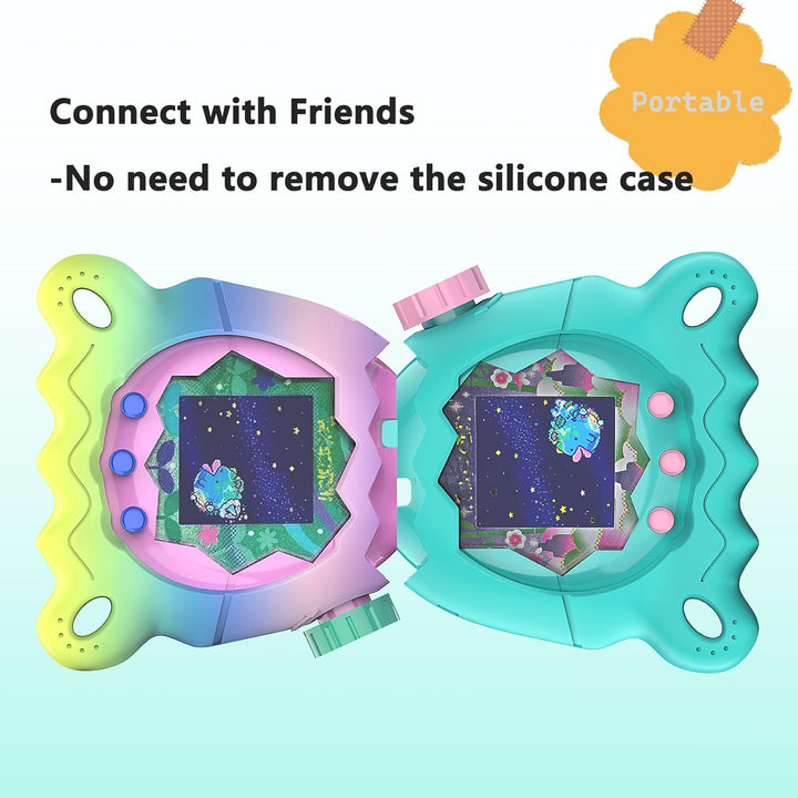 BCWGION Silikonhülle kompatibel mit Tamagotchi Paradise, mit TPU Softscreen Schutzfolie und Fingerba