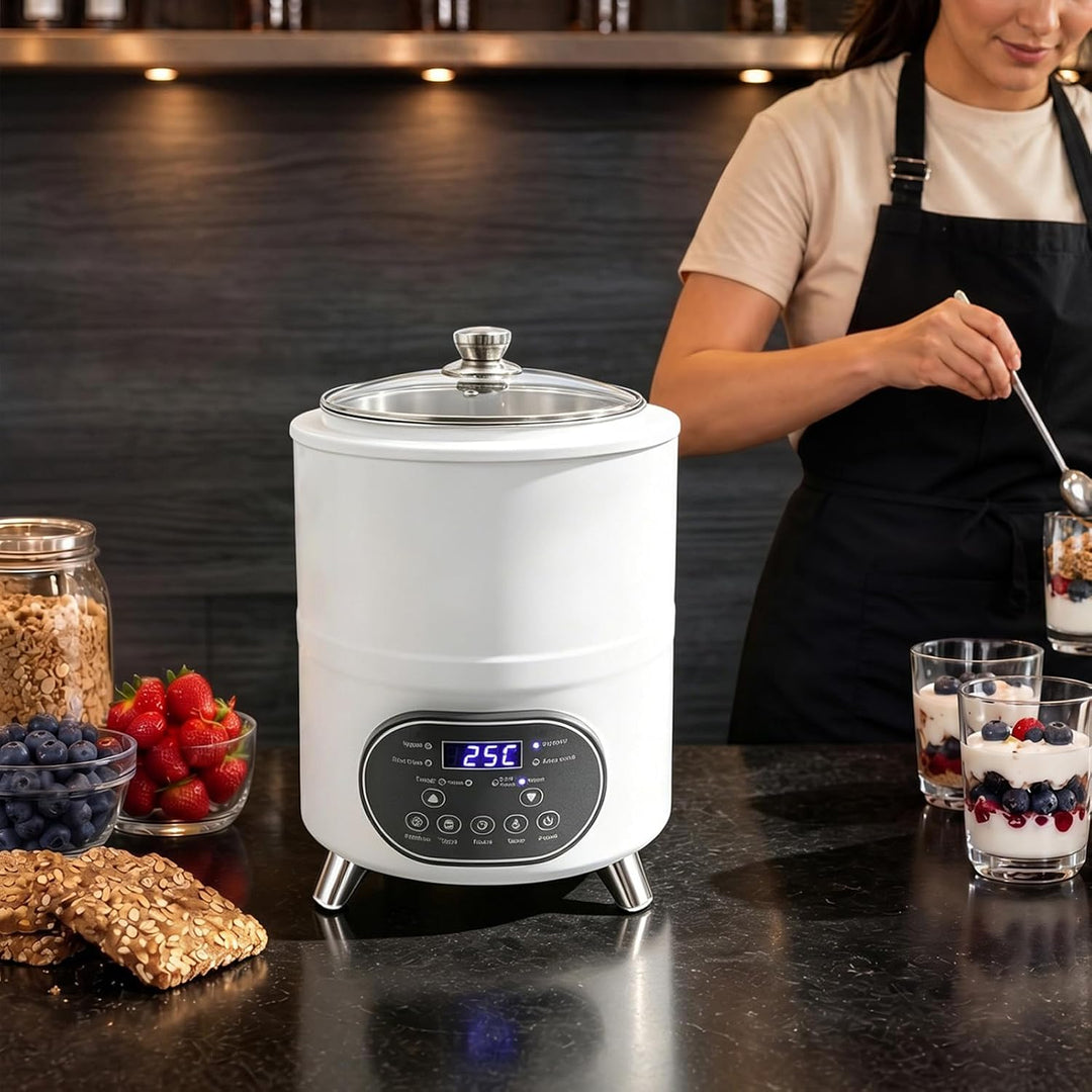 Joghurtmaschine 8 Liter, Edelstahl 304, Joghurtbereiter mit Temperaturregelung 25-80°C, für Fruchtes