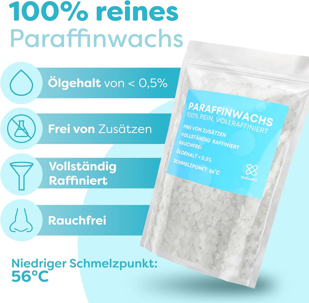 molinoRC Kerzenwachs - 5kg REIN WEIssES Paraffinwachs für Kerzen - Qualität aus Deutschland - Kerzen