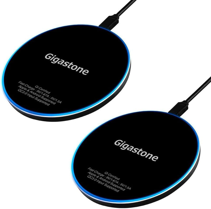 Gigastone Wireless Charger [ 2 Pack ] 15W Max Schnellladeständer, Qi Kabellose Ladestation, Kompatib