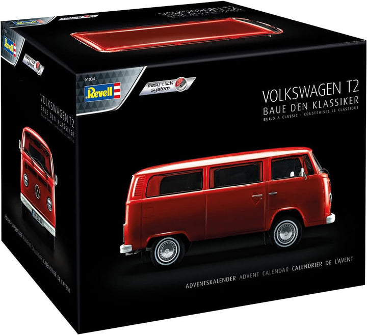 Revell Adventskalender, VW T2 Bus mit Easy-Click-System in 24 Tagen zum Modellbus, Adventskalender f