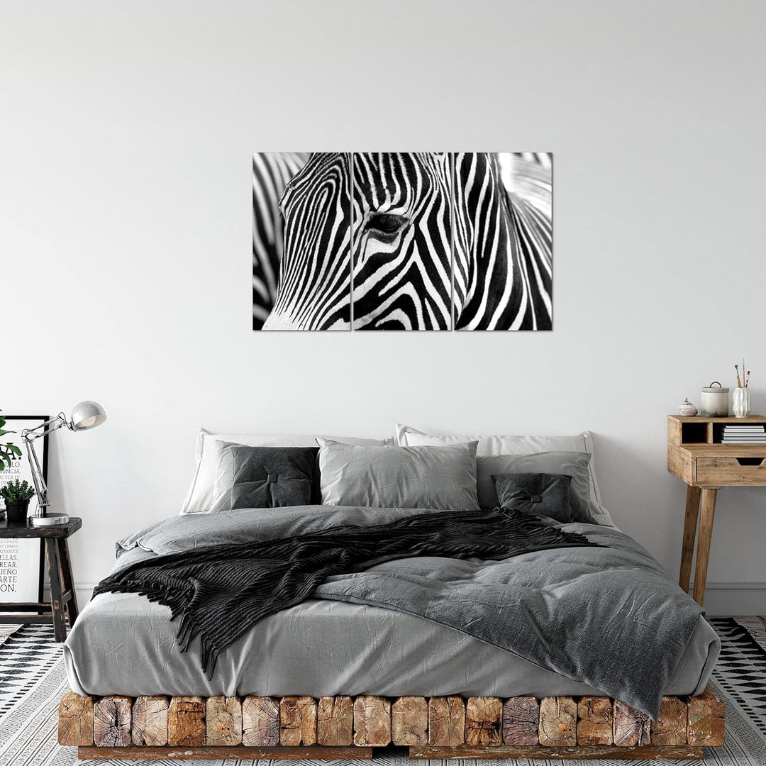 Runa Art Wandbilder Afrika Zebra Bild XXL Wohnzimmer Schlafzimmer Schwarz Weiss Tiere 120 x 80 cm 3
