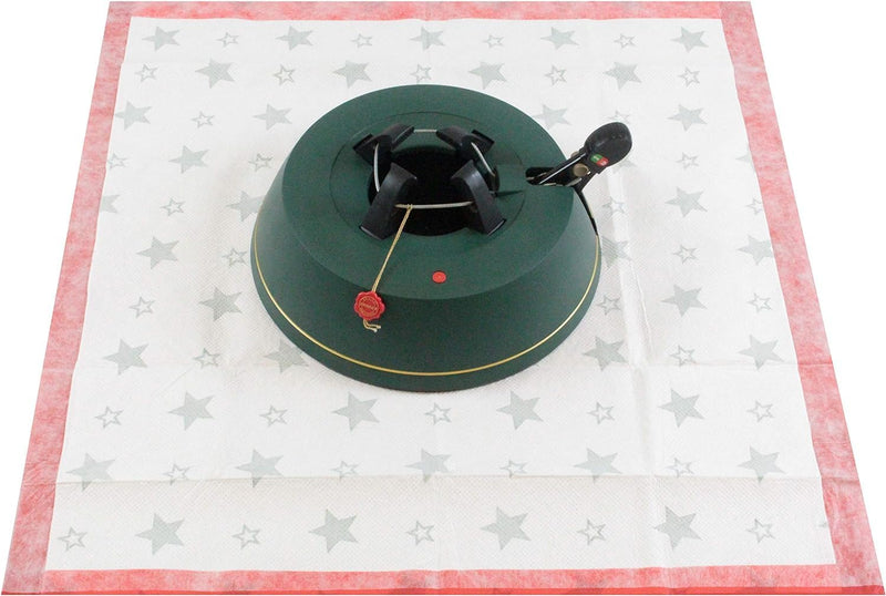 Krinner Christbaumständer Set Comfort M + Unterlegdecke rot (Baumhöhe bis 2,50 m, Stammdurchmesser 1