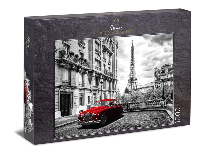 Ulmer Puzzleschmiede - Puzzle „Paris - mon Amour“ - Künstlerisches 1000 Teile Stadt-Puzzle - nostalg