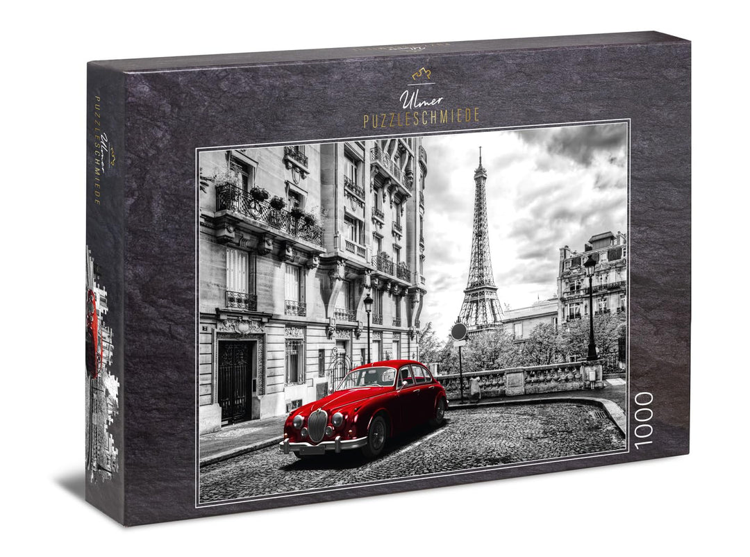 Ulmer Puzzleschmiede - Puzzle „Paris - mon Amour“ - Künstlerisches 1000 Teile Stadt-Puzzle - nostalg