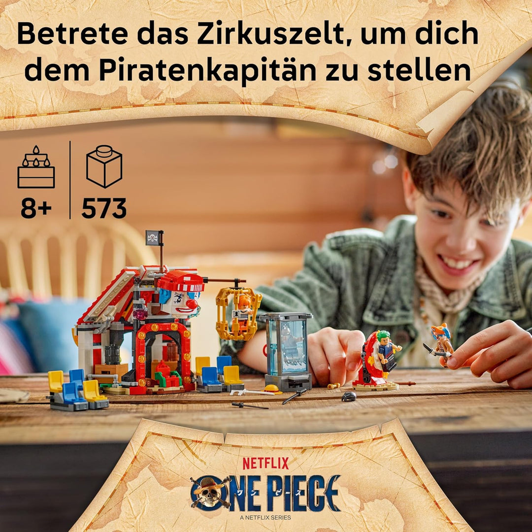 LEGO ONE Piece Zirkuszelt von Buggy dem Clown - Interaktives Spielzeug mit 4 Minifiguren - Ruffy, Na
