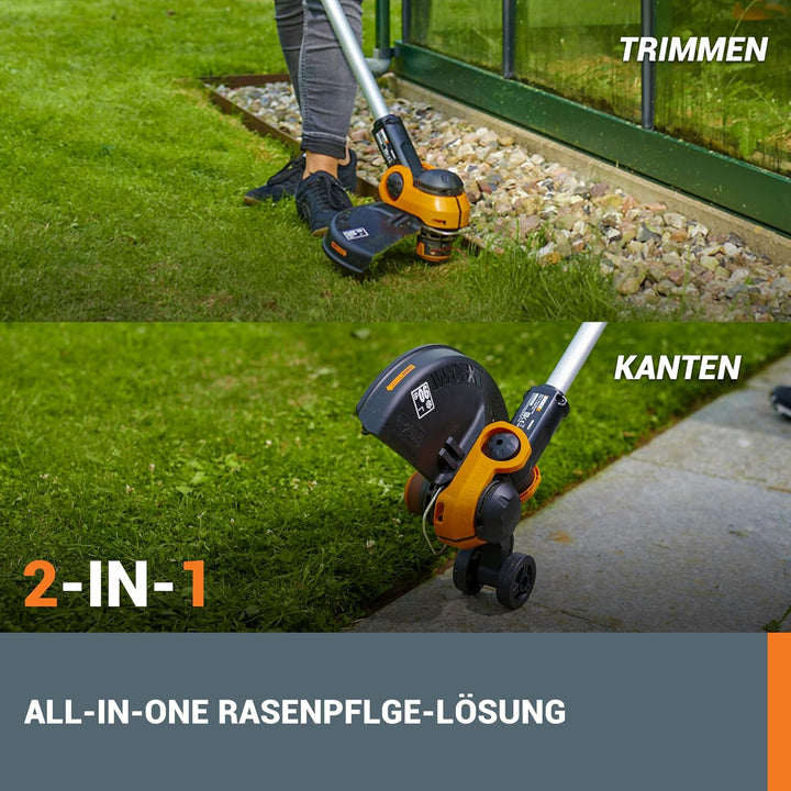 WORX WG163E Akku-Rasentrimmer und Kantenschneider Powershare 20V Li-Ion (inkl. 2X 2Ah Akkus und Lade
