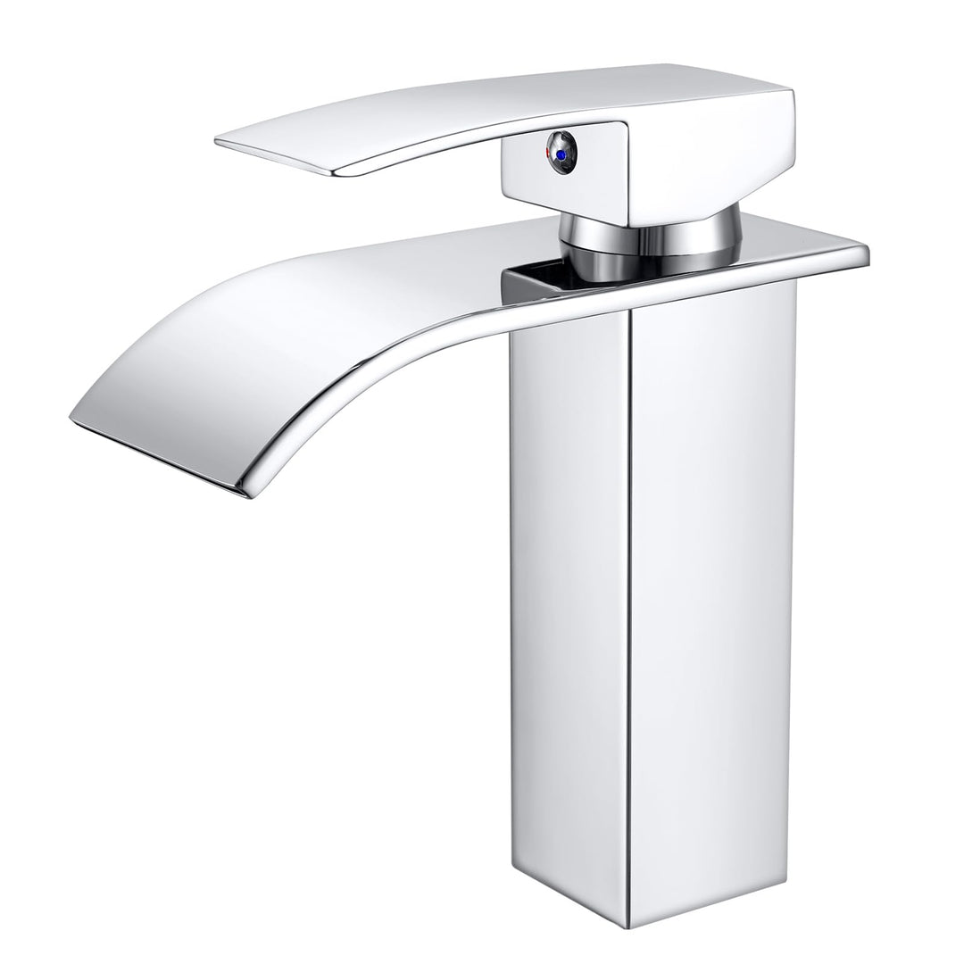 kisimixer Wasserhahn Bad Wasserfall, Waschtischarmatur mit Auslauf Höhe 105 mm, Einhebelmischer Bade