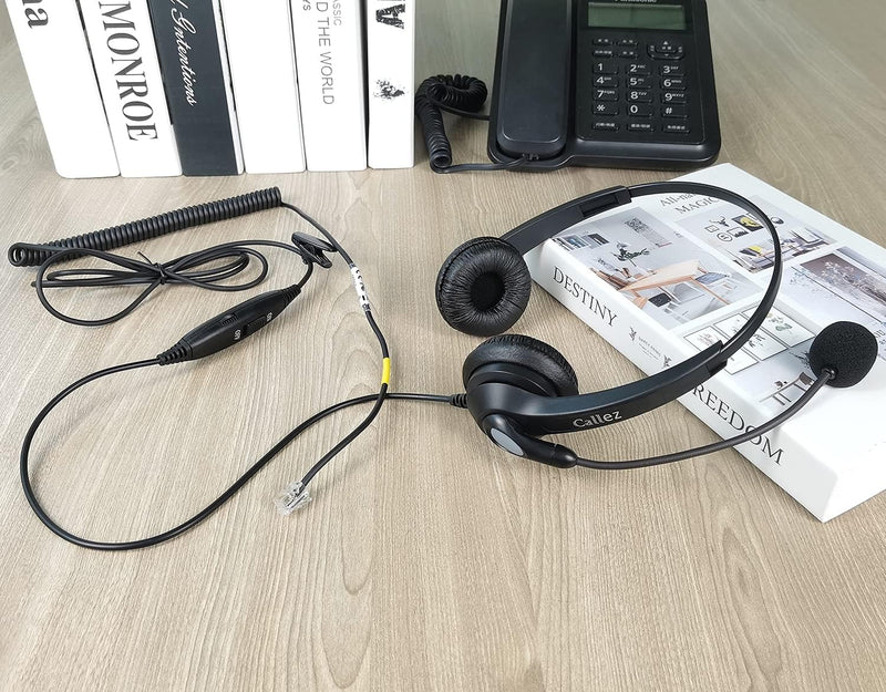 Telefon Headset RJ9 mit Mikrofon Noise Cancelling, Festnetztelefon Kopfhörer Kompatibel mit Snom D71