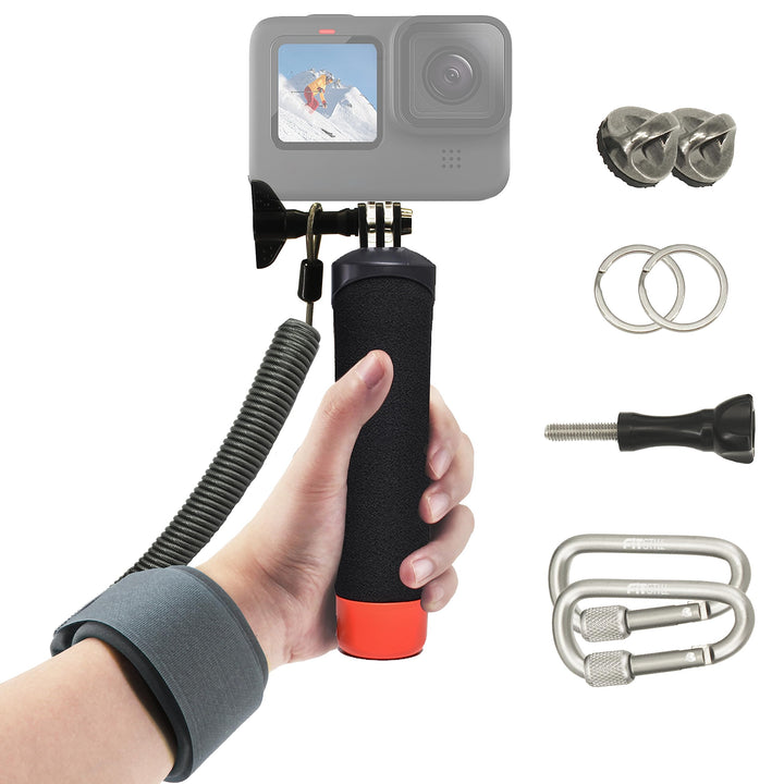 FitStill wasserdichter Einbeinstativ, schwimmender Handgriff + Sicherheits-Handschlaufe mit Stahlker