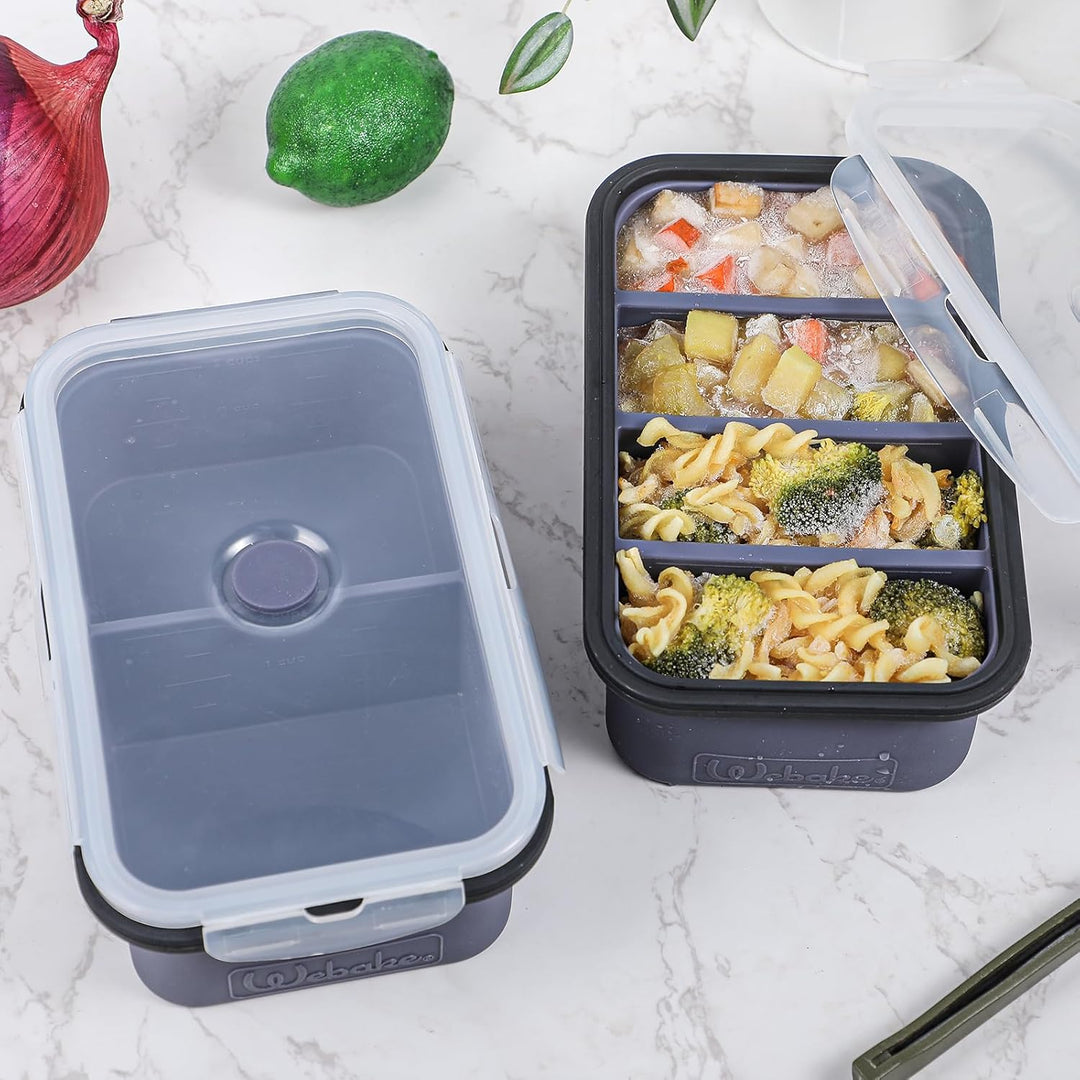 webake Suppen Einfrieren Behälter 2 Stück Silikon Gefrierform mit Deckel 500ml 250ml Silikon Gefrier