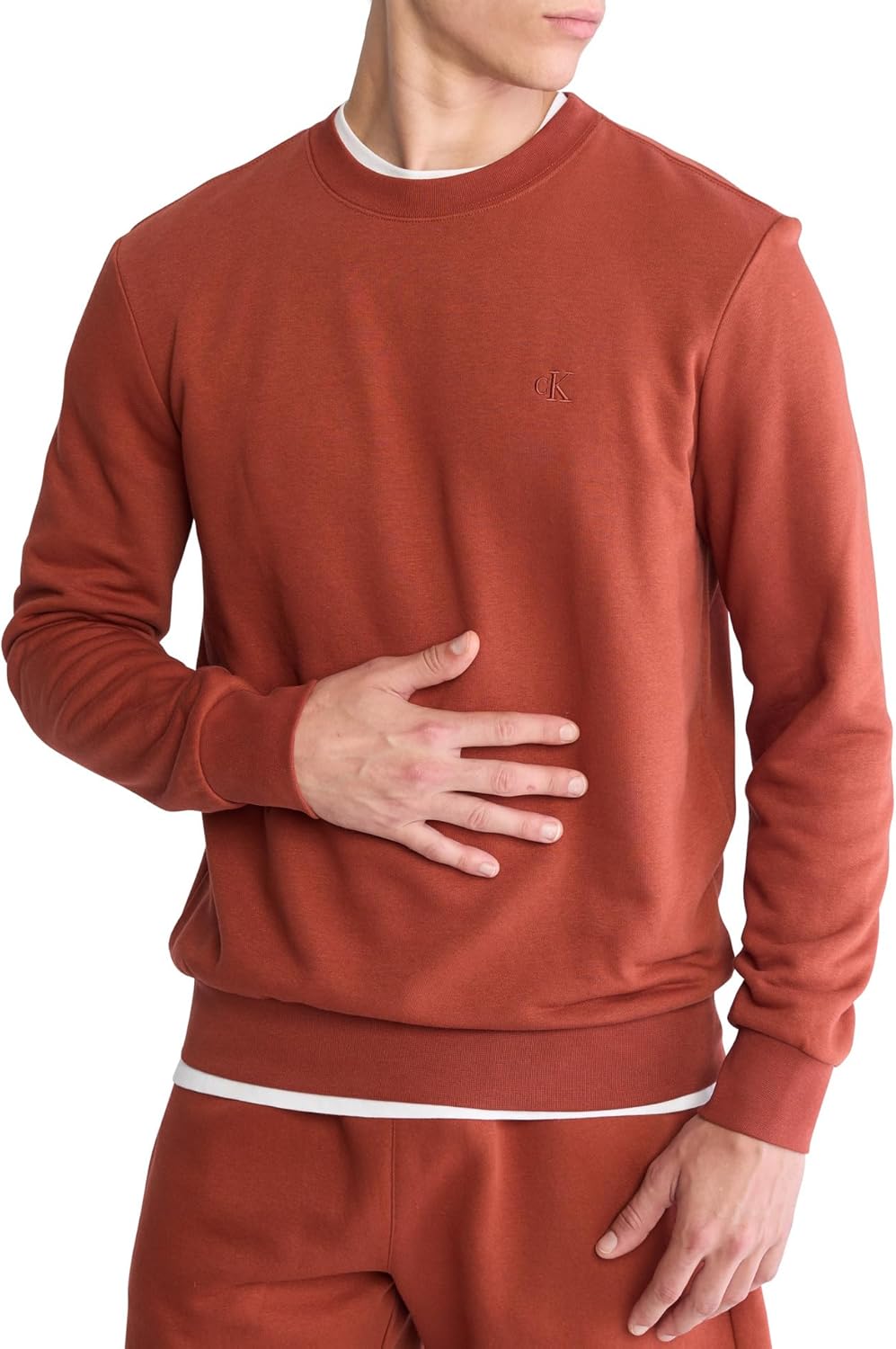 Calvin Klein Herren Sweatshirt Core Monologo ohne Kapuze, XXL Roasted Russet