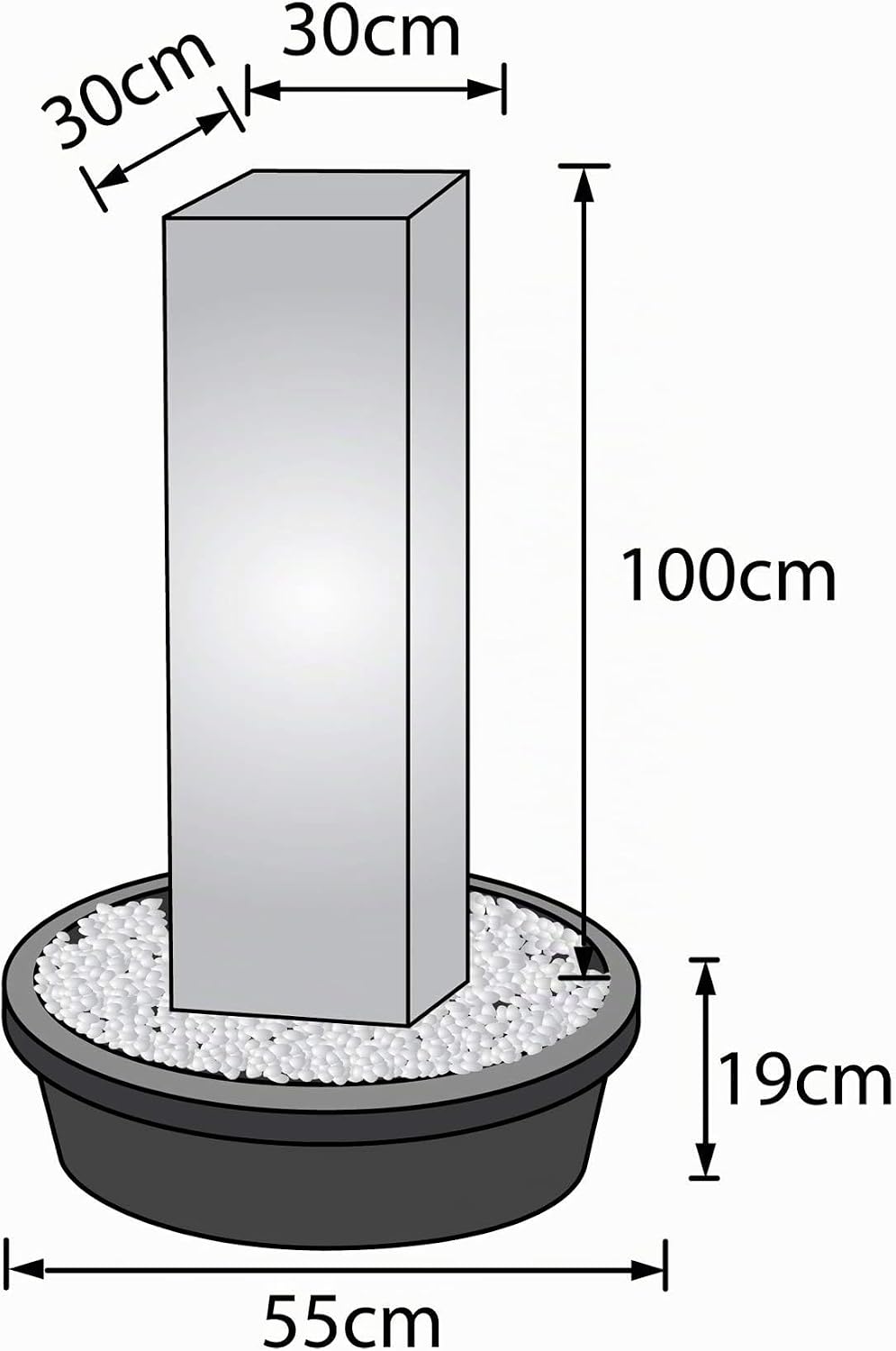 KÖHKO® Würfelbrunnen „Peru“ Höhe 119 cm Gartenbrunnen 31006 aus Cortenstahl mit LED-Beleuchtung Höhe