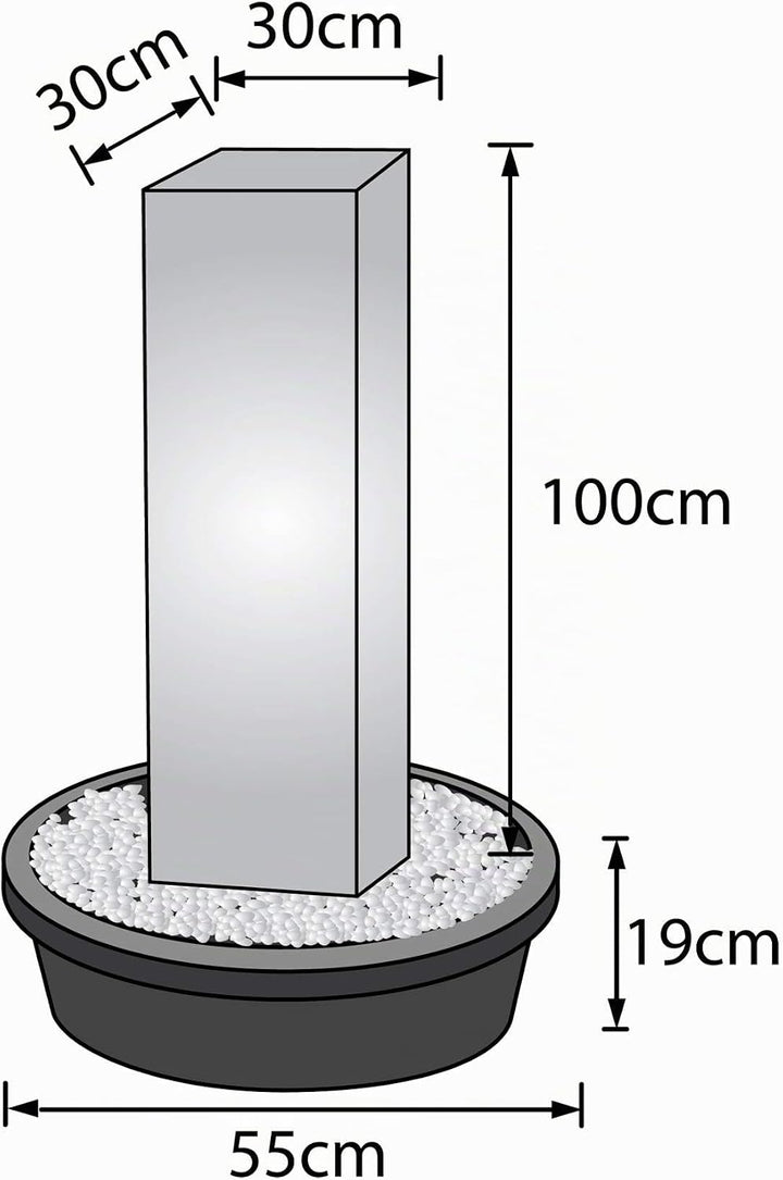 KÖHKO® Würfelbrunnen „Peru“ Höhe 119 cm Gartenbrunnen 31006 aus Cortenstahl mit LED-Beleuchtung Höhe