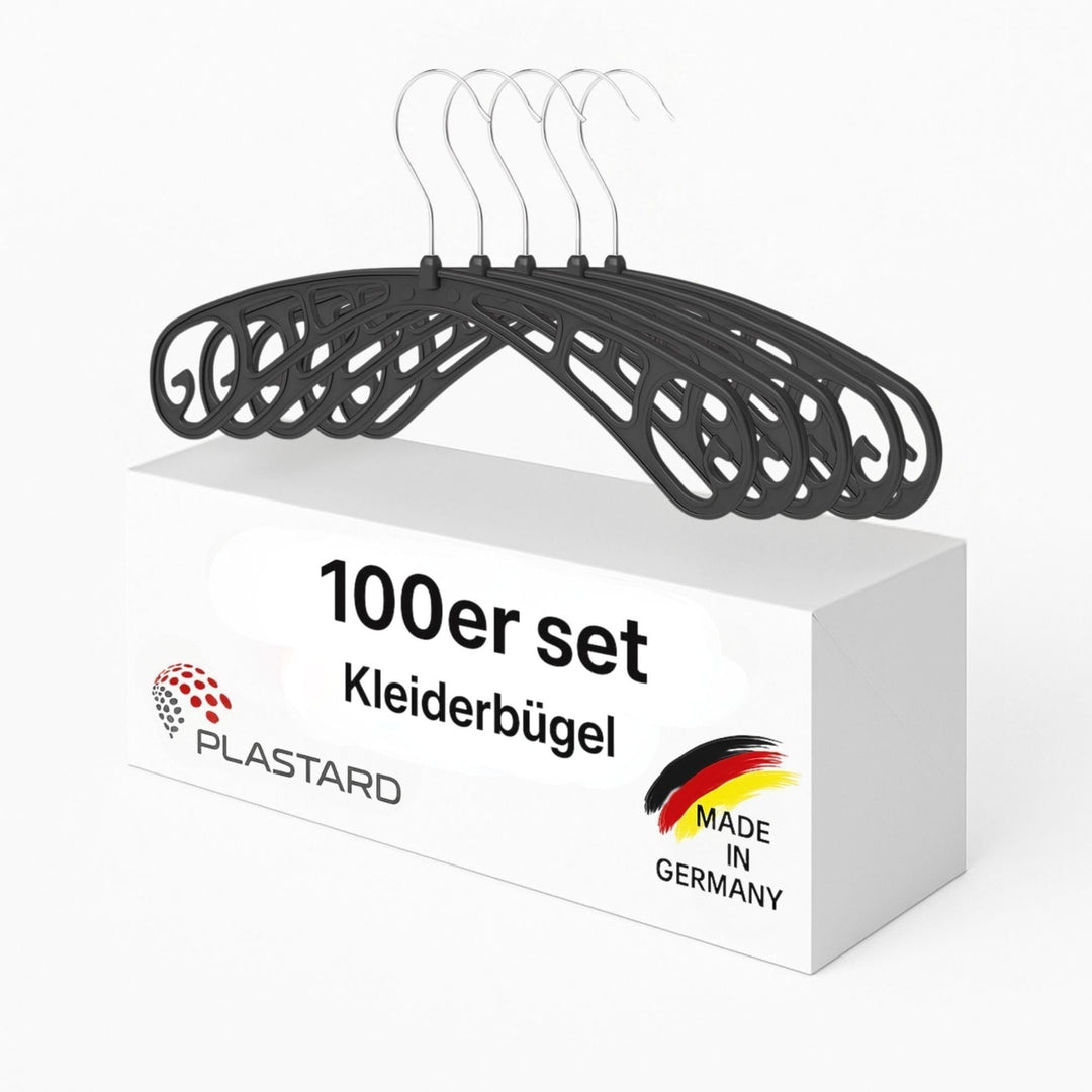 Plastard Kleiderbügel S38 aus Kunststoff 100 Stück, 38cm lang, 360° drehbarer Metallhaken. schmale 0