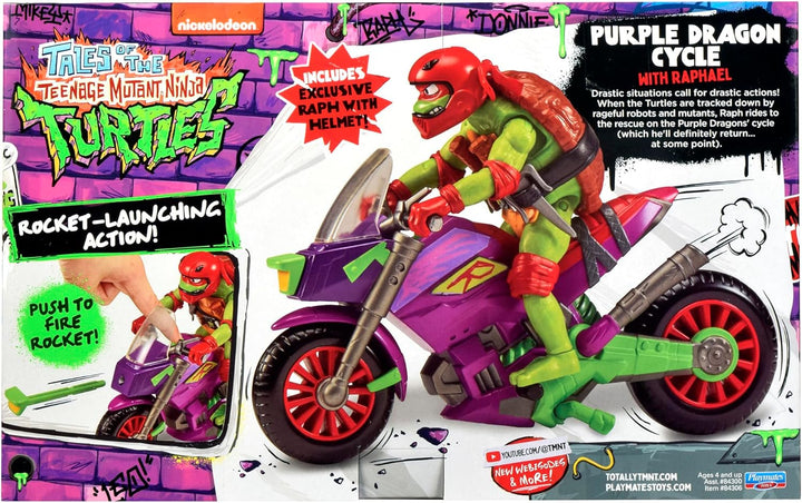 TEENAGE MUTANT NINJA Turtles - Fahrzeug mit Figur - Lila Drachen-Cycle mit Raph, Lila Drachen-Cycle