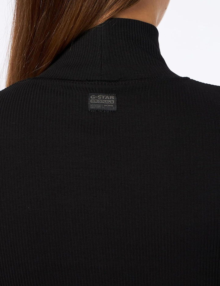 G-STAR RAW Damen Slim Rib Mock Ls Wmn Dresses M Schwarz (Dk Black D23500-d493-6484), M Schwarz (Dk B