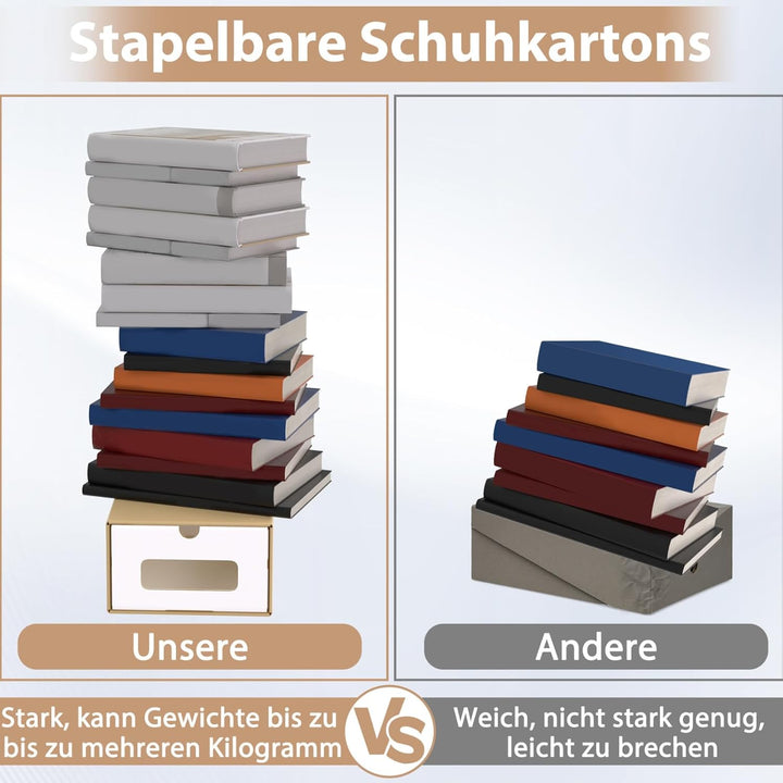 AufuN 20er Stapelbar Schuhboxen aus Kraftpapier mit Deckel & Transparent Sichtfenster, Praktische Sc