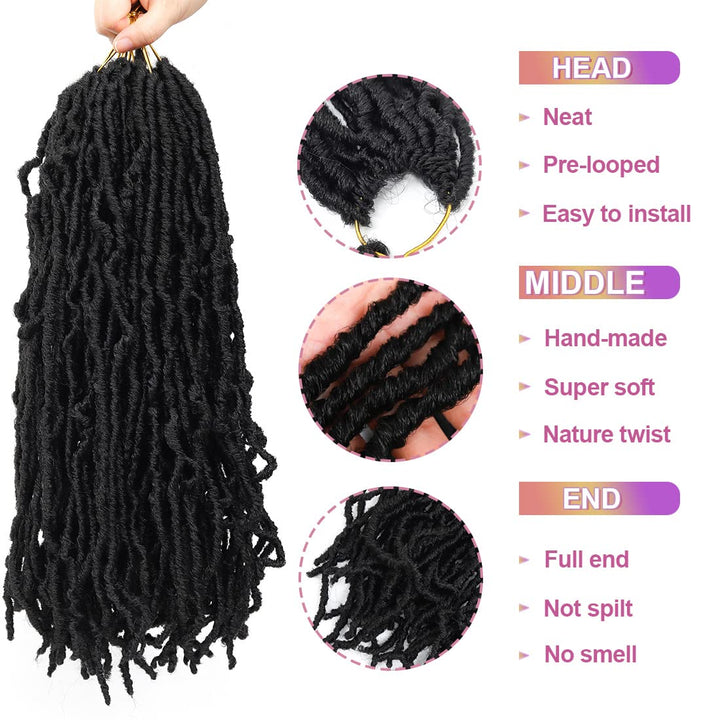 Beyond Beauty 6 Packungen/Lot Nu Faux Locs Häkelhaar, 61 cm, vorgeschlungene Göttin Locs Häkelhaar,