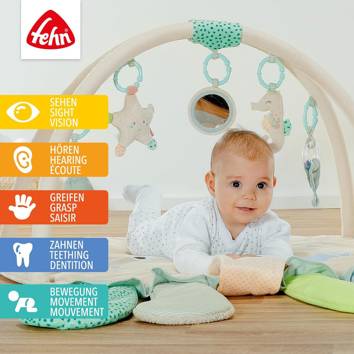 Fehn 054149 3-D-Activity-Decke Oktopus – Spielspass zum Fühlen und Greifen – Für Babys und Kleinkind