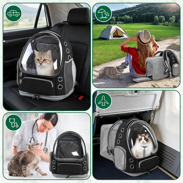 Erweiterbar Katzenrucksack mit Fenster Katzenrucksack Hunderucksack Geeignet für 3–5 kg 42x32x26-56c