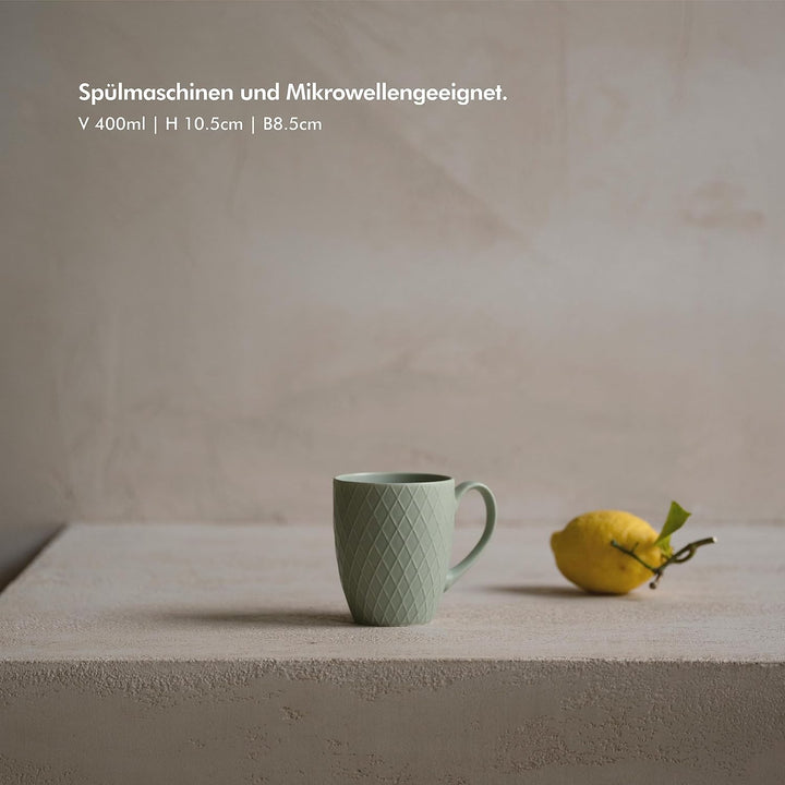 KIVY Kaffeetassen 6er Set [400 ml] - Hochwertige Kaffeetasse mit grossem Henkel - Keramik Tasse gros