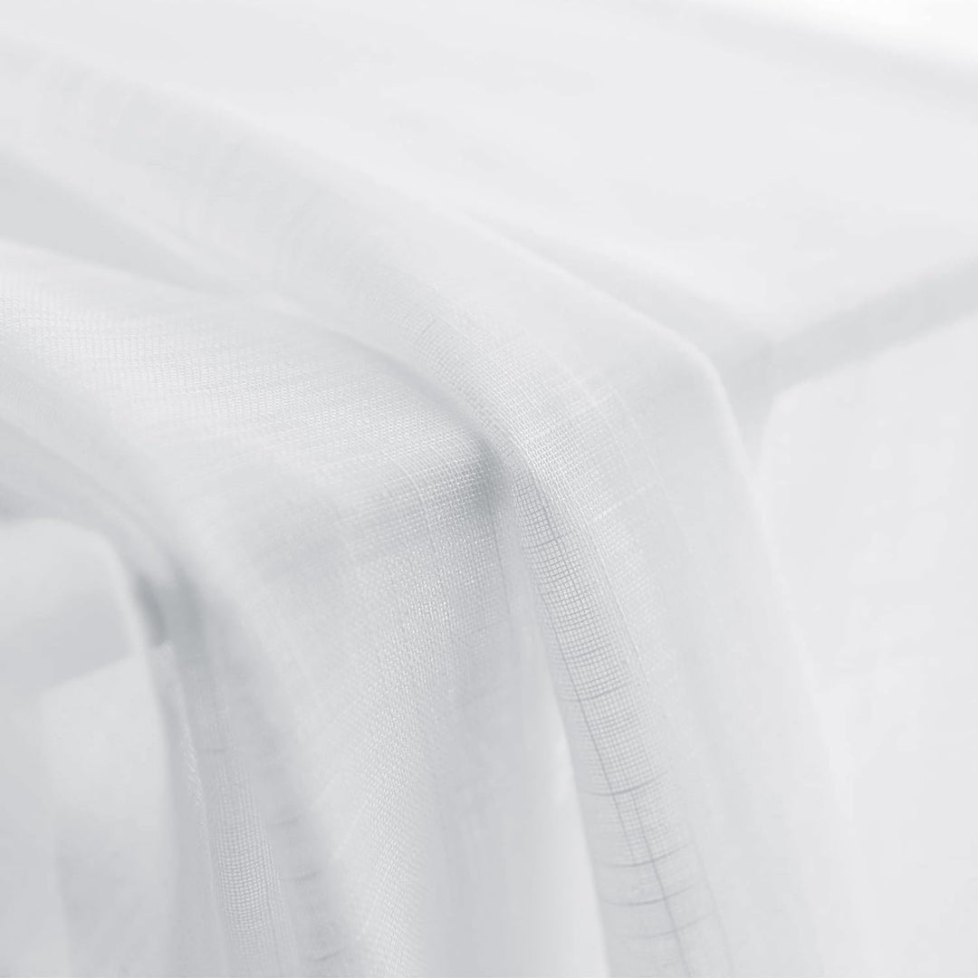 CUCRAF Leinenoptik Weiss Voile Vorhänge mit Ösen Halbtransparent Gardine für Schlafzimmer Wohnzimmer