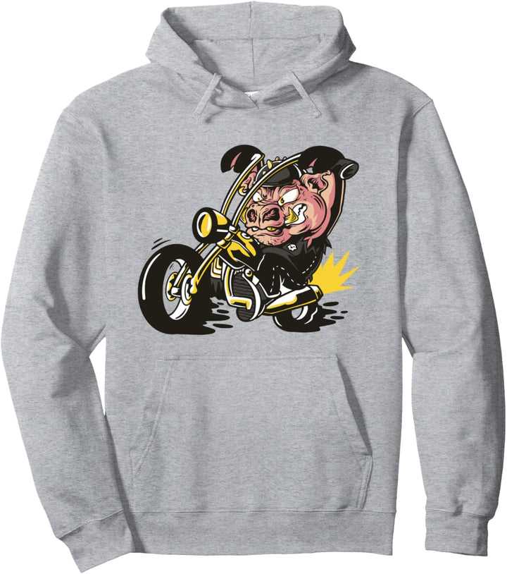 Schwein auf einem Motorrad Pullover Hoodie