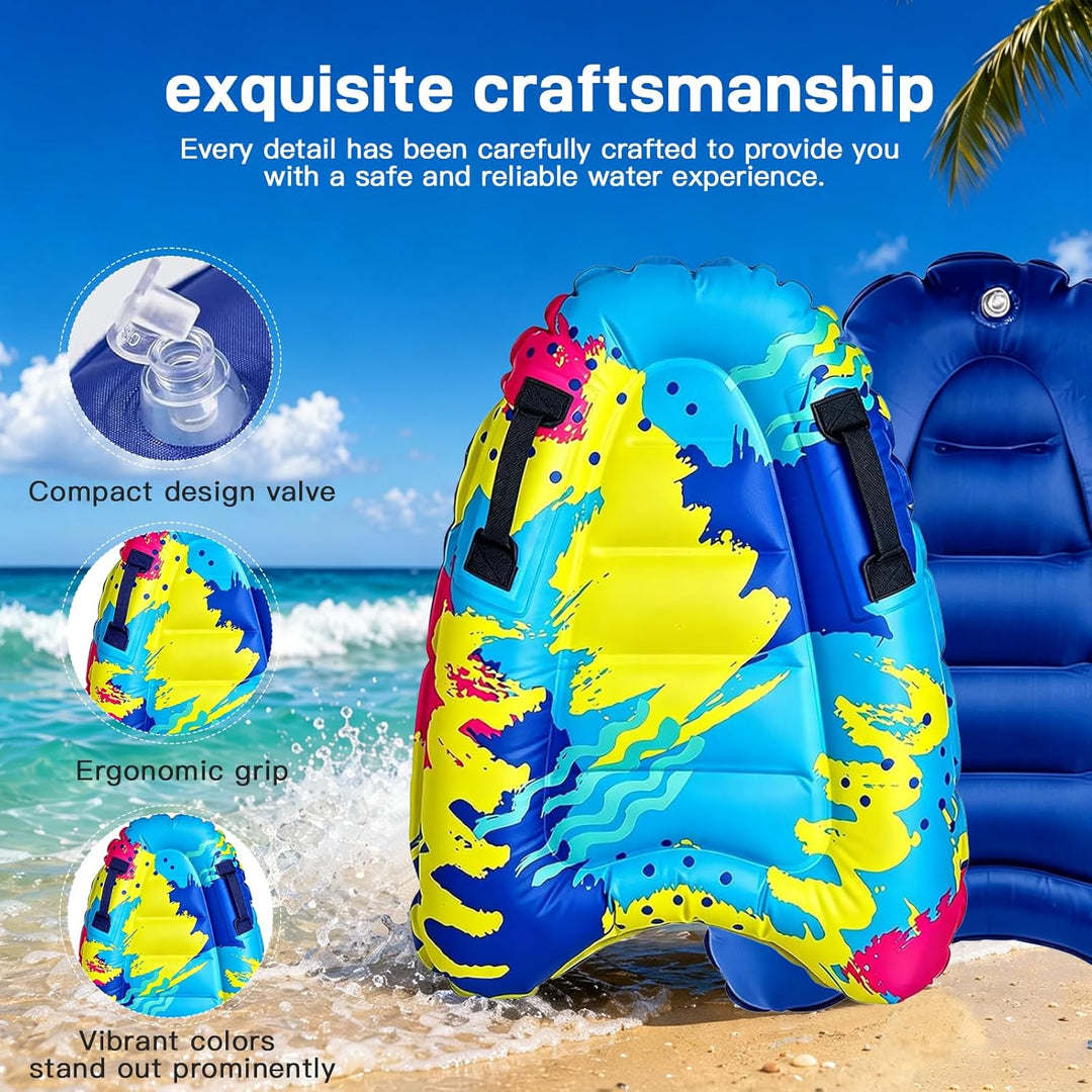 Bodyboard Aufblasbar, Aufblasbares Bodyboard Kinder mit Griffen – Faltbares Aufblasbares Schwimmbret