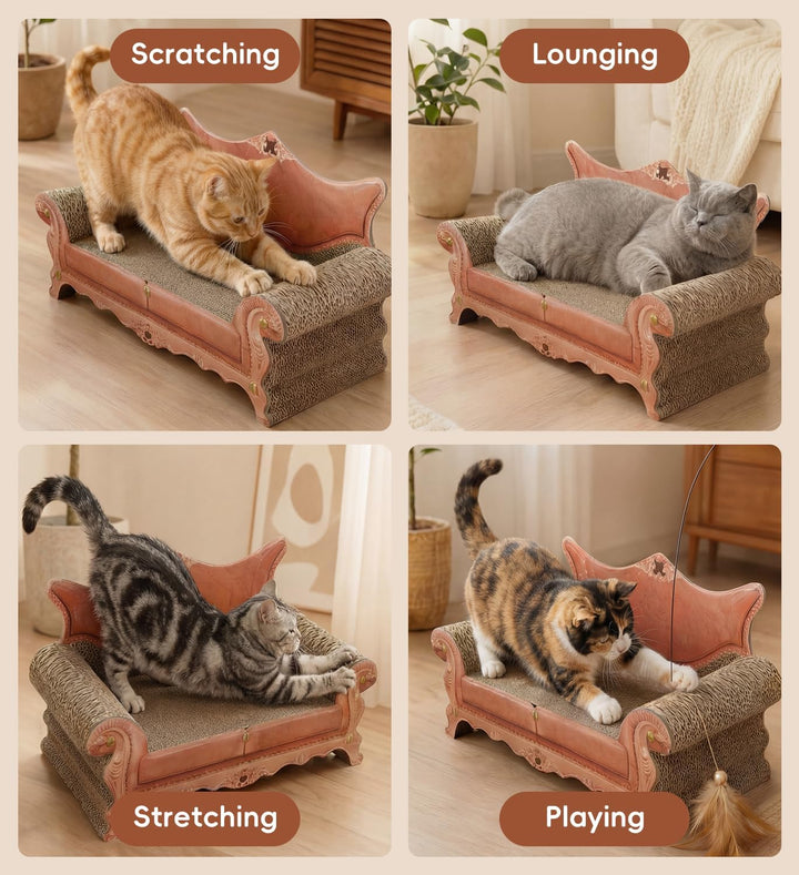 Kratzsofa für Katzen, Dickes Kratzpappe-Bett(23,62 × 10,24 × 5,51 Zoll) | Langlebige Kratzmatten für