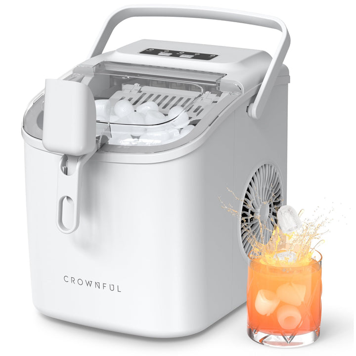 CROWNFUL Eiswürfelmaschine, Tragbar Eiswürfelbereiter 9 Würfel in 6 Minuten fertig, Selbstreinigende