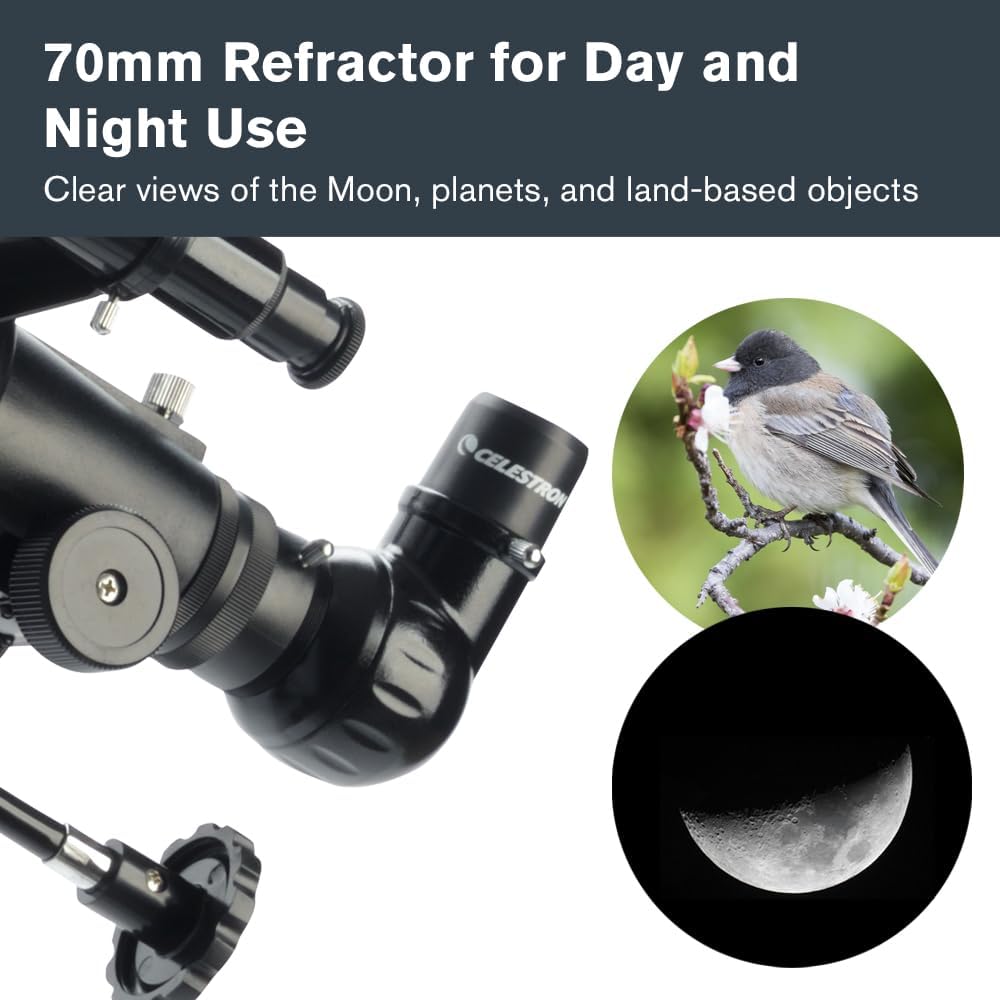Celestron 21037 PowerSeeker 70EQ Refraktor – Schwarz, 70EQ Refraktor