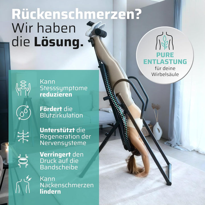 SportPlus Inversionsbank, klappbarer Schwerkrafttrainer, Inversion Table mit 4 oder 6 Inversionswink
