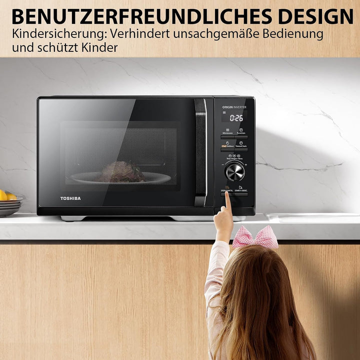 Toshiba MW3-AG25PFI(BK) Mikrowelle mit Grillfunktion – 25L 3-in-1 Kombigerät | 900W Origin-Inverter