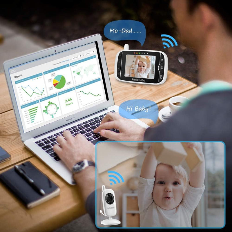 HelloBaby Babyphone mit Kamera HB32 3.2" Digital Funk TFT LCD Drahtloser Video baby Monitor mit Digi