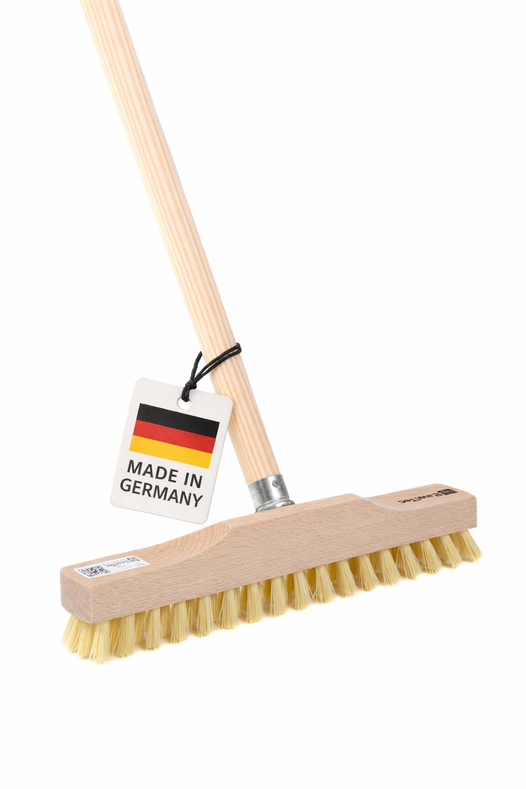 BawiTec Schrubber, Rheinischer Wischer, 28cm Breit/Lang, mit Stiel, Holzstiel, Bodenschrubber mit Me