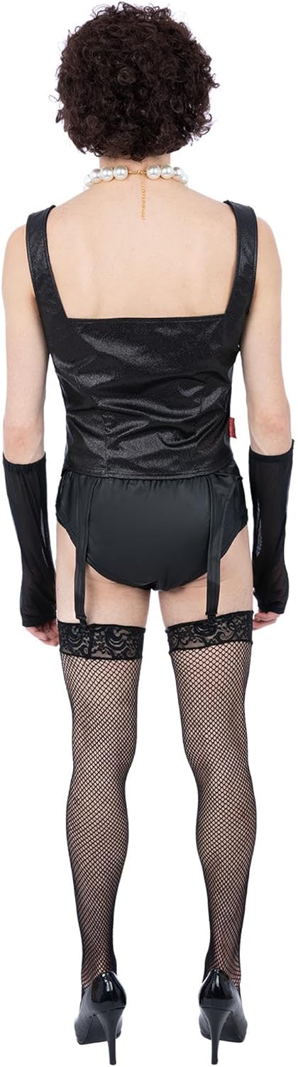 Smiffys Rocky Horror Show Frank N Furter Kostüm für Erwachsene, Korsett, Strapsgürtel, Hose, Handsch