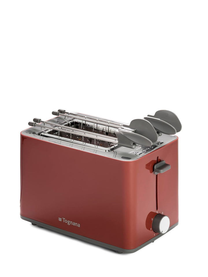 Tognana Iridea Wireless Toaster mit Doppelstecker und Krümelsammler, apfelrot