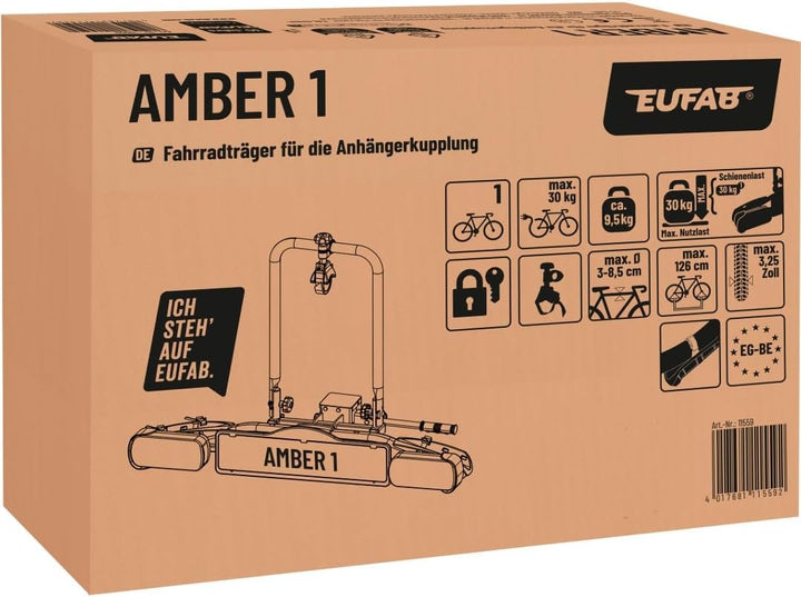 EUFAB 11559 Fahrradträger AMBER 1, E-Bike geeignet, teilweise vormontiert, für 1 Fahrrad, für