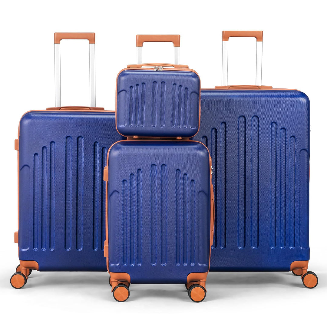 LALAHO Kofferset 4 teilig Hartschale mit Kosmetikkoffer, Koffer Set 4 Stück aus ABS, Reisekoffer mit