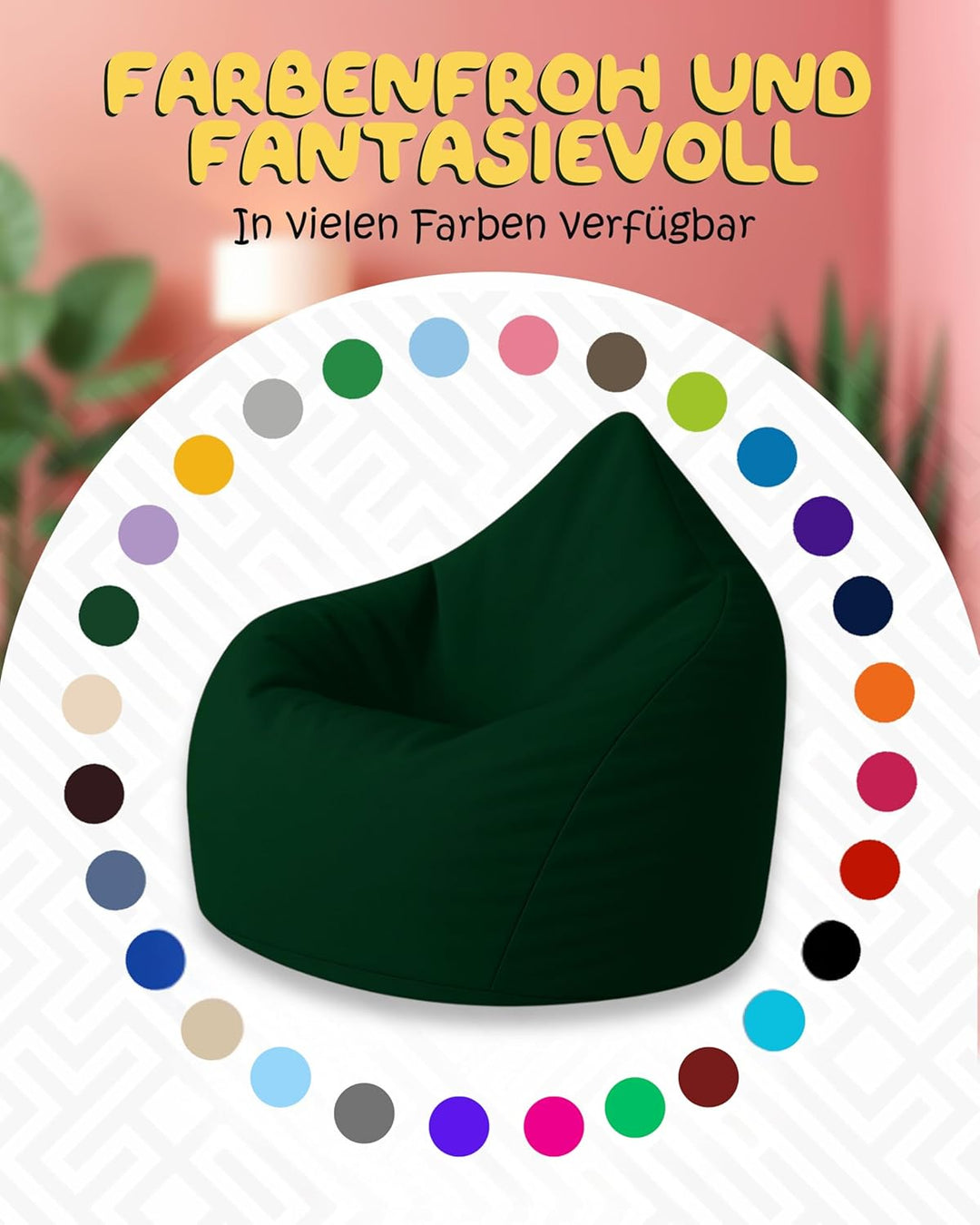 PATCH HOME Patchhome Sitzsack Tropfenform mit Reissverschluss Nachfüllbar - für In &amp; Outdoor - mit S