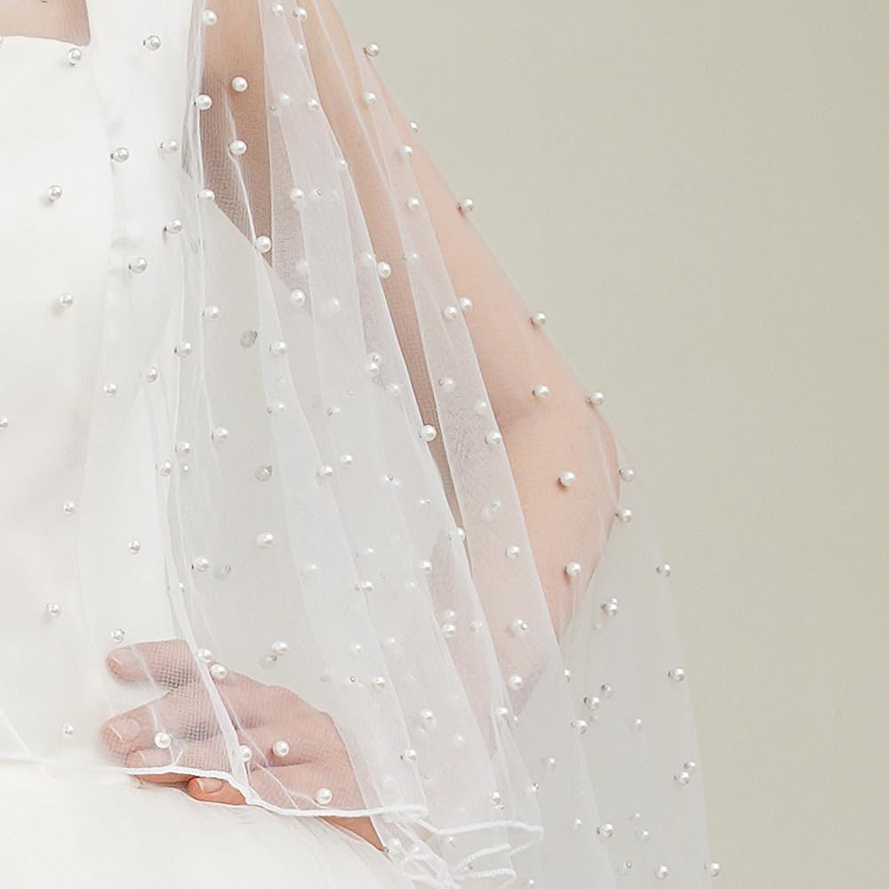 Tüll Perlen Umhang Weicher Organza Brautumhang Chiffon Schal Elegant Cape Kurzer Schulterumhang mit