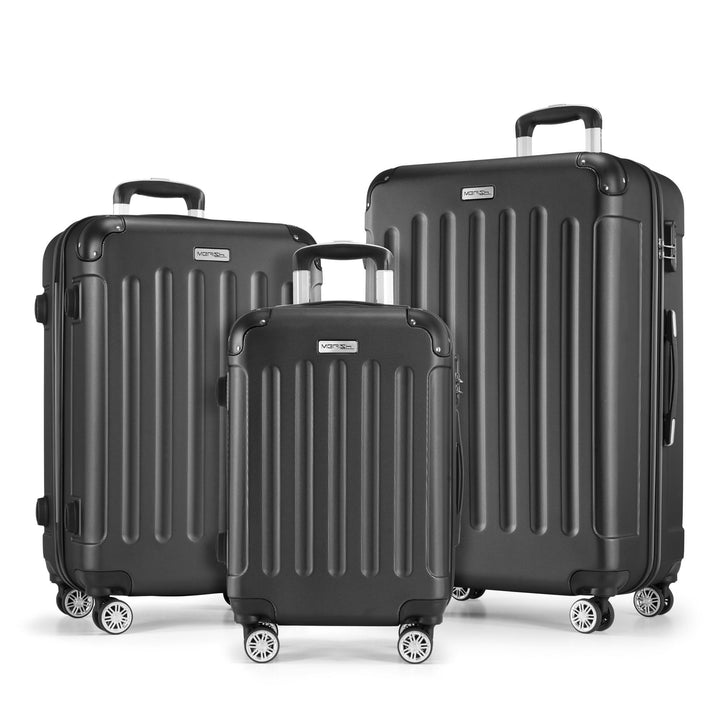 MERISH Reisekoffer Koffer Kofferset Trolleys Zwillingsrollen 3tlg. Hartschale in 9 Farben (Anthrazit