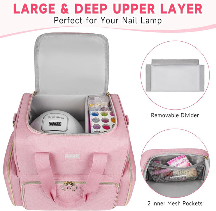 Nagellack Organizer Tasche,Doppelschichtige Nagellack Aufbewahrung Tasche für 80 Flaschen (15 ml) un