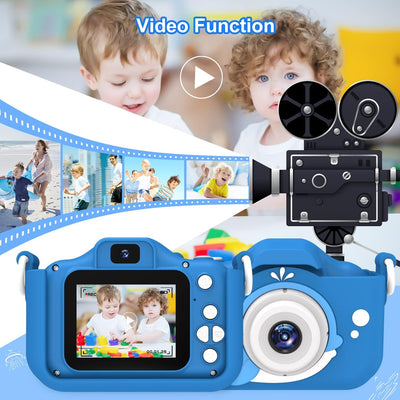 Dwfit Kinder Kamera, Digitalkamera für Kinder,Selfie 1080P HD-Videospielzeugkamera mit 32G Karte,Ges