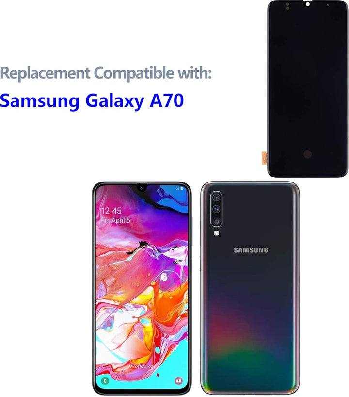 swark OLED Display Kompatibel mit Samsung Galaxy A70 SM-A7050 (Schwarz Ohne Rahmen) LCD Display Touc